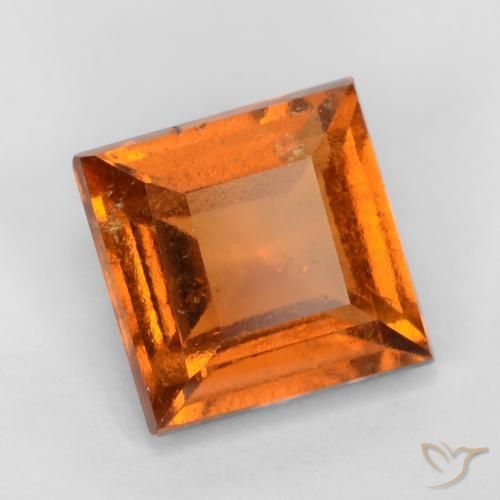 granate hessonita Naranja oscuro natural de 1.33 ct, Cuadrado, VS-SI