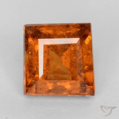 0.89ct Natural Naranja oscuro medio granate hessonita, Cuadrado, VS-SI