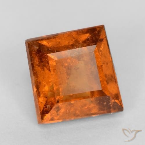 granate hessonita Naranja oscuro medio natural de 0.89 ct, Cuadrado, VS-SI