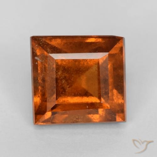 1.43ct Natural Naranja oscuro granate hessonita, Cuadrado, VS-SI