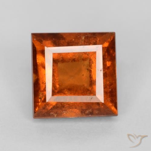 1.44ct Natural Naranja oscuro Granate Hessonita, Cuadrado, VS-SI
