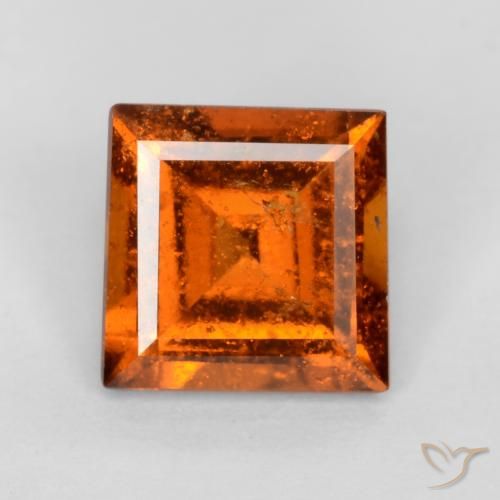1.18ct Natural Naranja rojizo Granate Hessonita, Cuadrado, SI