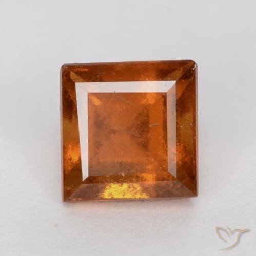 1.00ct Natural Naranja oscuro medio granate hessonita, Cuadrado, SI