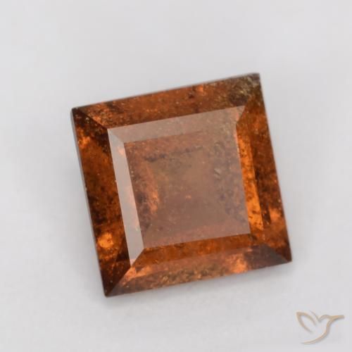 granate hessonita Naranja oscuro natural de 1.15 ct, Cuadrado, SI