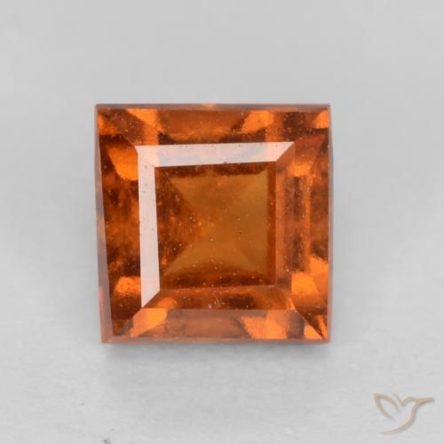 1.13ct Natural Naranja oscuro medio Granate Hessonita, Cuadrado, VS
