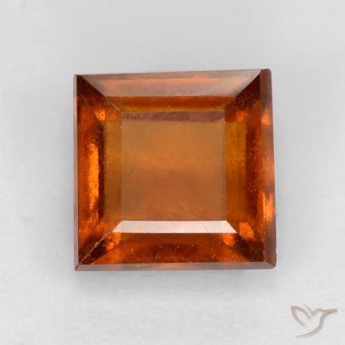 1.41ct Natural Ámbar naranja Granate Hessonita, Cuadrado, VS-SI