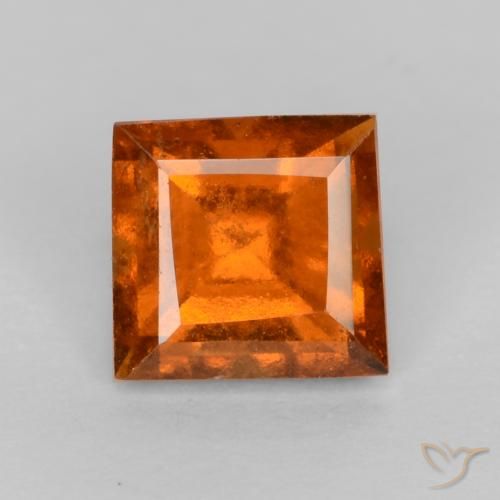 0.97ct Natural Naranja oscuro medio Granate Hessonita, Cuadrado, VS-SI