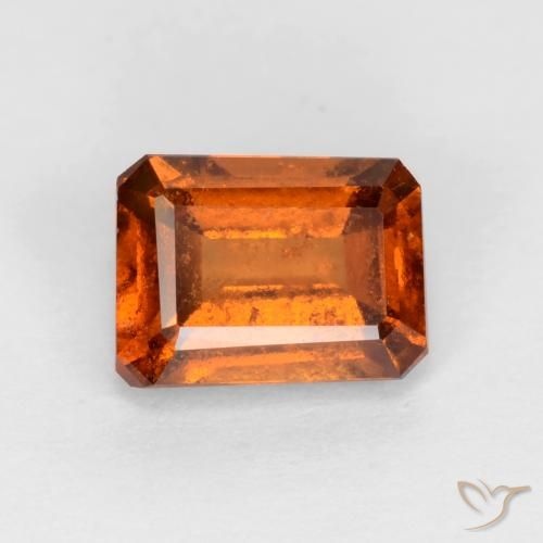 1.28ct Natural Naranja oscuro medio granate hessonita, corte esmeralda, VS-SI