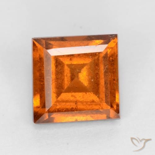 1.17ct Natural Naranja oscuro medio Granate Hessonita, Cuadrado, VS-SI