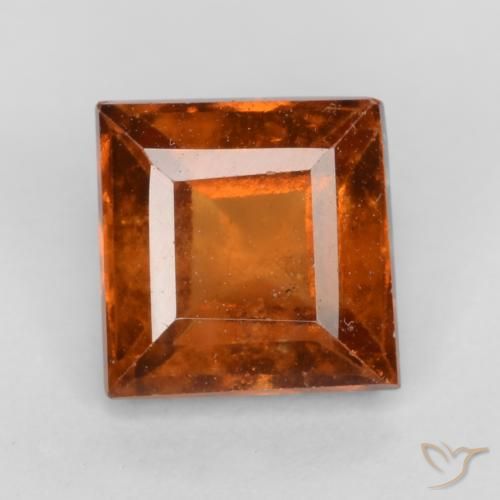 1.42ct Natural Naranja oscuro granate hessonita, Cuadrado, VS-SI