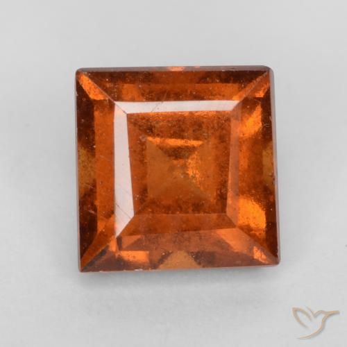 1.42ct Natural Naranja oscuro granate hessonita, Cuadrado, VS-SI