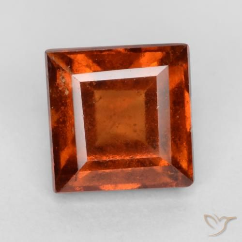 1.44ct Natural Naranja oscuro Granate Hessonita, Cuadrado, VS-SI