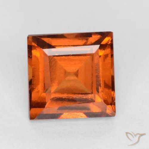 1.23ct Natural Naranja oscuro granate hessonita, Cuadrado, VS