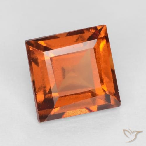 granate hessonita Naranja oscuro natural de 1.23 ct, Cuadrado, VS