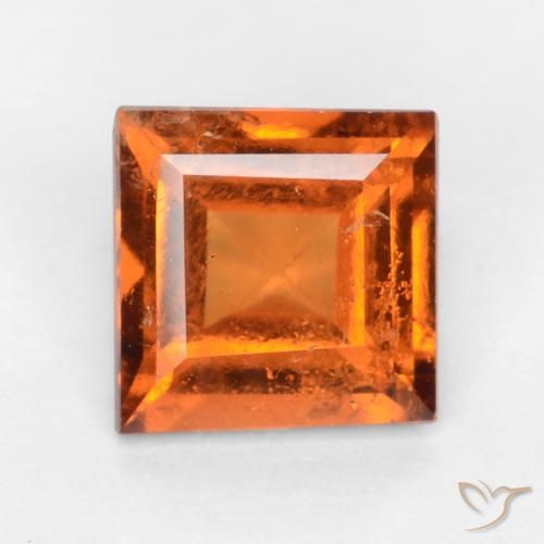 1.19ct Natural Naranja oscuro medio granate hessonita, Cuadrado, VS-SI