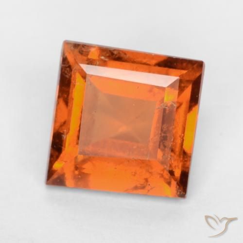 granate hessonita Naranja oscuro medio natural de 1.19 ct, Cuadrado, VS-SI