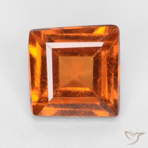 1.42ct Natural Naranja oscuro Granate Hessonita, Cuadrado, VS