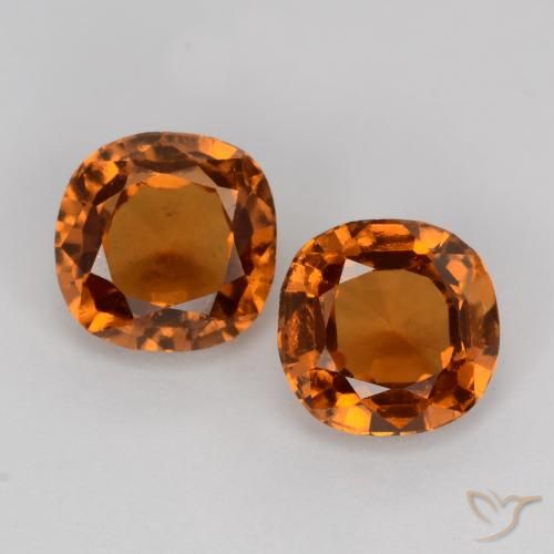 Gemas de granate hessonita naranja natural de 2,26 ct, corte cojín, VS