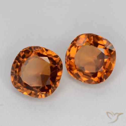 Gemas de granate hessonita naranja natural de 2,26 ct, corte cojín, VS
