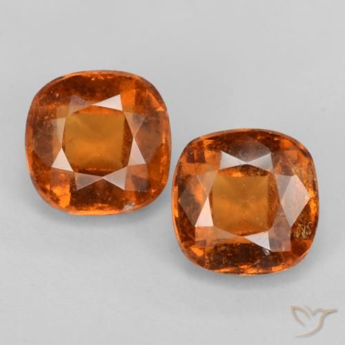 2.91ctw Natural Naranja medio Granate Hessonita, Forma Cojín, VS