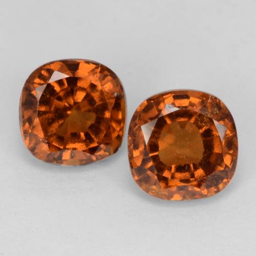 Gemas de granate hessonita naranja natural de 2,72 ct, corte cojín, VS