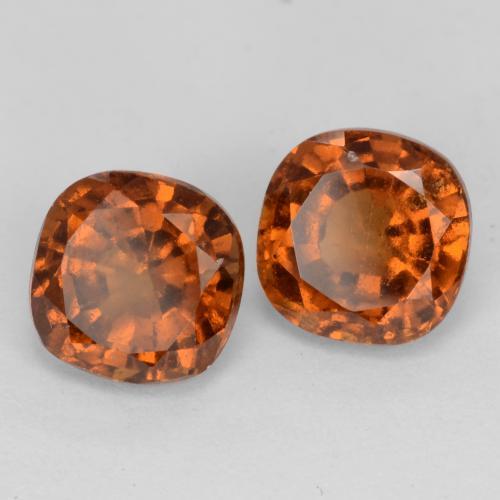 Gemas de granate hessonita naranja natural de 2,72 ct, corte cojín, VS