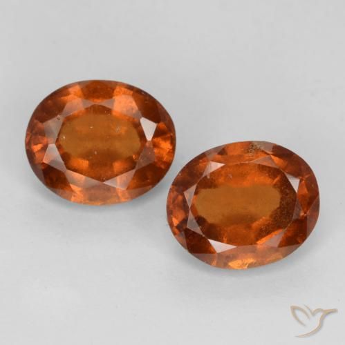 3.04ctw Natural Naranja oscuro Granate Hessonita, Ovalada, VS-SI