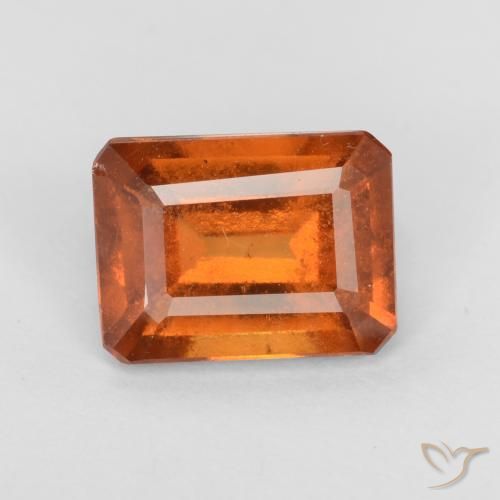1.60ct Natural Naranja oscuro granate hessonita, corte esmeralda, VS