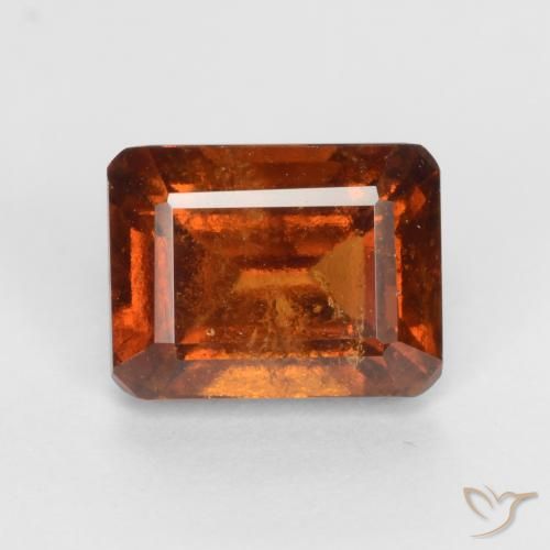 2.11ct Natural Naranja oscuro granate hessonita, corte esmeralda, VS-SI
