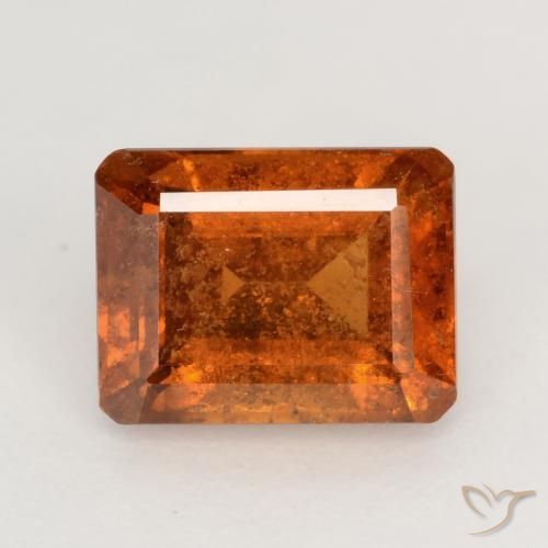 2.12ct Natural Naranja fuego granate hessonita, corte esmeralda, SI