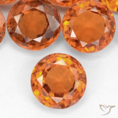 1.11ct Natural Naranja oscuro medio Granate Hessonita, Redondo, SI-I1