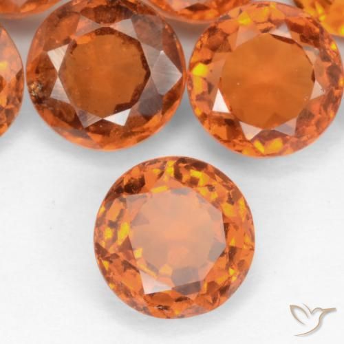 granate hessonita Naranja oscuro medio natural de 1.11 ct, Redondo, SI-I1
