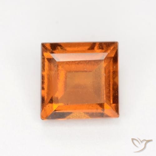 1.29ct Natural Naranja amarillento Granate Hessonita, Cuadrado, VS-SI