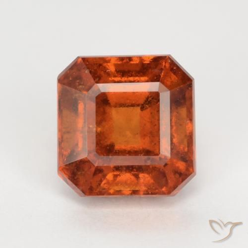 2.50ct Natural Naranja oscuro Granate Hessonita, corte esmeralda, SI