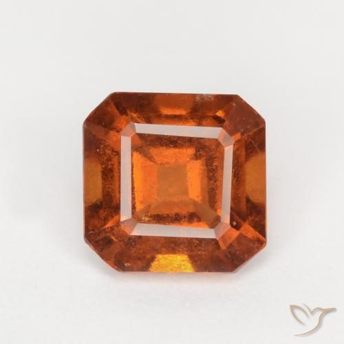 1.62ct Natural Naranja oscuro granate hessonita, corte esmeralda, VS-SI