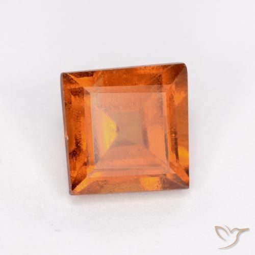 granate hessonita Naranja oscuro natural de 1.28 ct, Cuadrado, SI