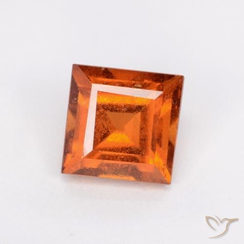 1.43ct Natural Naranja oscuro Granate Hessonita, Cuadrado, SI