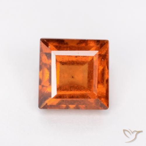 1.57ct Natural Naranja oscuro Granate Hessonita, Cuadrado, VS-SI