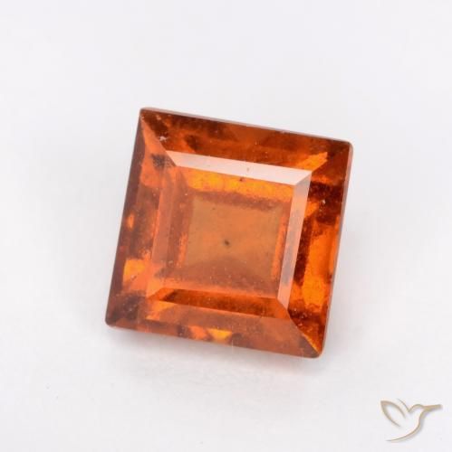 granate hessonita Naranja oscuro natural de 1.57 ct, Cuadrado, VS-SI