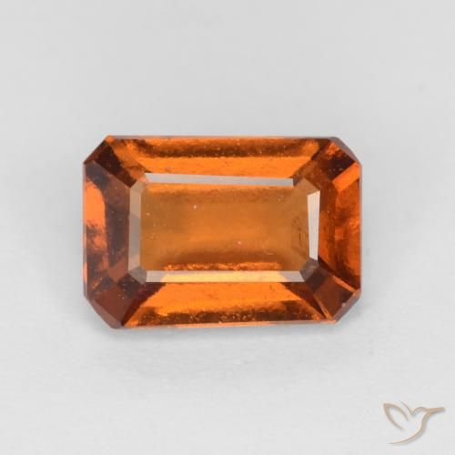 1.35ct Natural Naranja oscuro granate hessonita, corte esmeralda, VS
