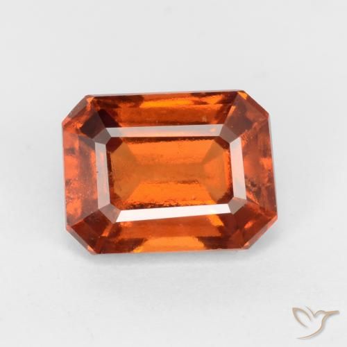 1.67ct Natural Naranja oscuro granate hessonita, corte esmeralda, VS-SI