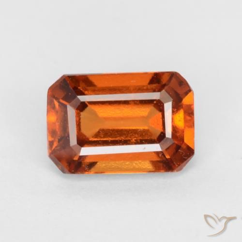 1.37ct Natural Naranja oscuro medio granate hessonita, corte esmeralda, VS