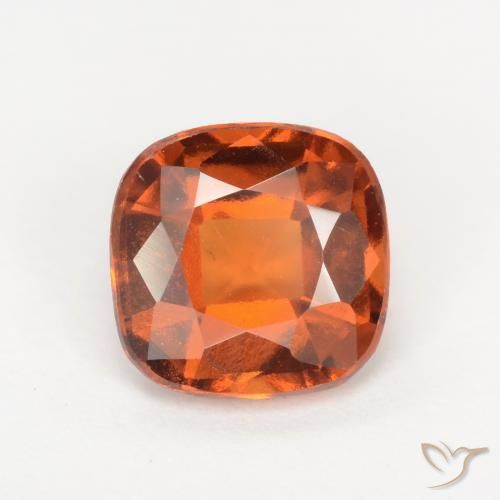 1.75ct Natural Naranja oscuro granate hessonita, Forma Cojín, VS