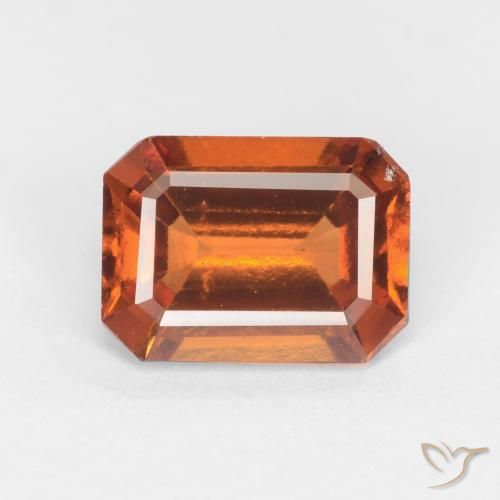 1.50ct Natural Naranja oscuro medio granate hessonita, corte esmeralda, VS-SI
