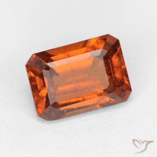 1.35ct Natural Naranja oscuro granate hessonita, corte esmeralda, VS-SI