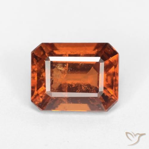 1.62ct Natural Naranja oscuro Granate Hessonita, corte esmeralda, SI
