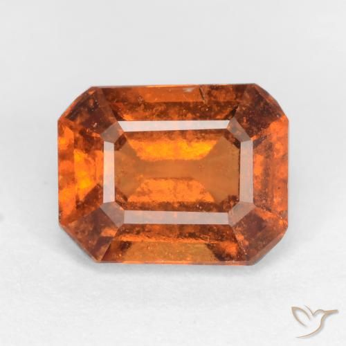 1.66ct Natural Naranja oscuro medio granate hessonita, corte esmeralda, SI