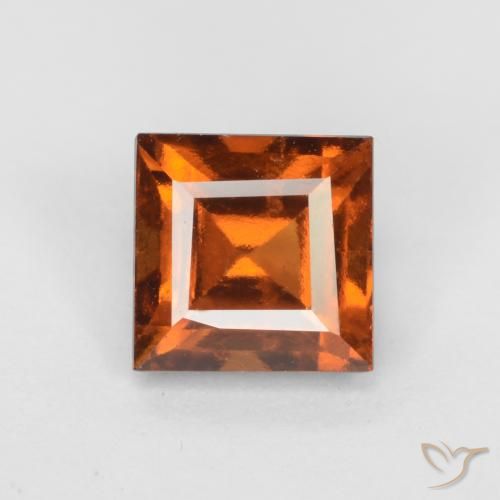 1.55ct Natural Naranja oscuro granate hessonita, Cuadrado, VS-SI