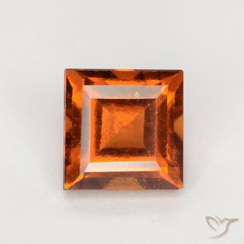 1.53ct Natural Naranja rojizo Granate Hessonita, Cuadrado, VS