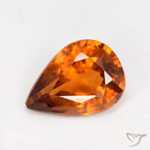 Granate hessonita naranja natural de 1,22 ct, en forma de pera, VS-SI